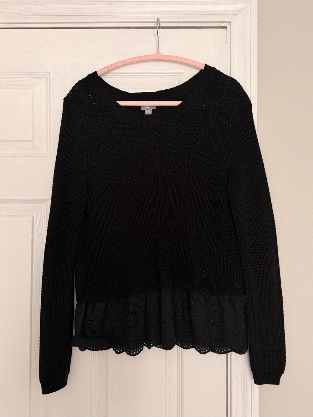 Aerie - Women’s Black Knit Peplum Hem Sweater Top